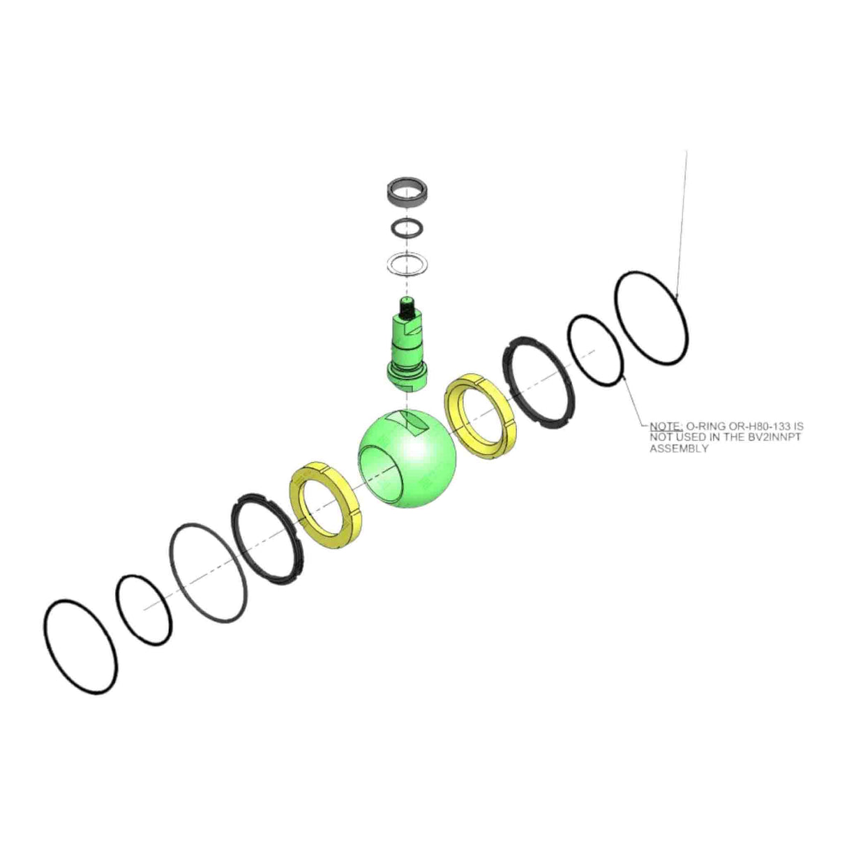 Ball Valve Repair Kit, Major, RDI BV2-IN, 2", Sour/STD Service